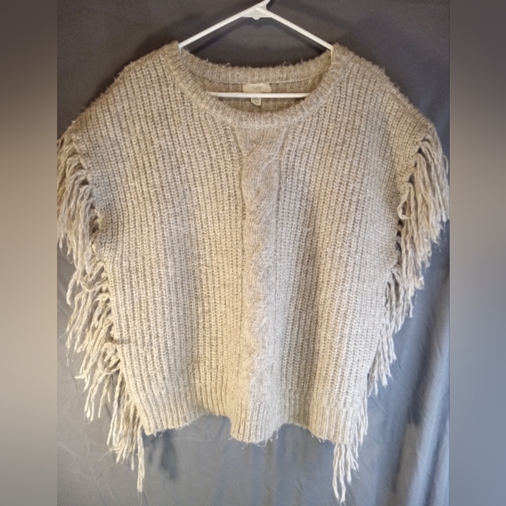 Cupio Poncho Frill Pullover Oversized Sweater